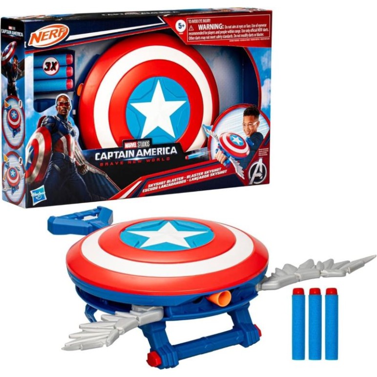 Nerf - Capitão America Brave New World - Escudo Lançador de dardos - E9302 - Hasbro