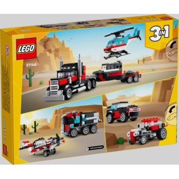 LEGO Creator - 31146 - Camião de Plataforma com Helicóptero