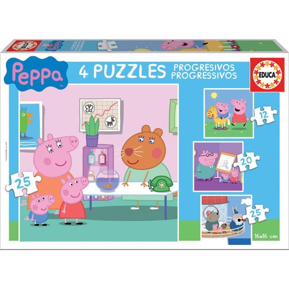 Educa Puzzles Progressivos Peppa Pig - 12+16+20+25 - 16817