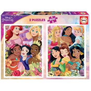 EDUCA Puzzle 2x500 peças, Princesas Disney - 19253 