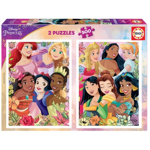 EDUCA Puzzle 2x500 peças, Princesas Disney - 19253 