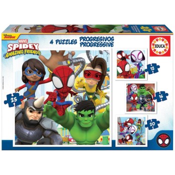 Educa - Pack de 4 puzzles progressivos - Spidey & His Amazing Friends - 19295