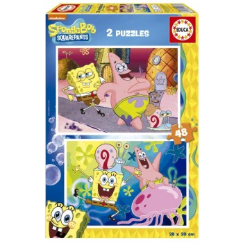 EDUCA Puzzle 2x48 peças, Bob esponja - 19388