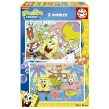 EDUCA Puzzle 2x100 peças, Bob Esponja - 19389