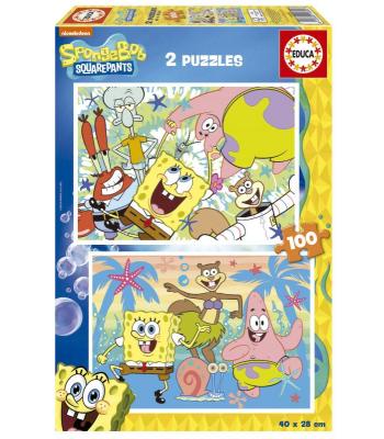 EDUCA Puzzle 2x100 peças, Bob Esponja - 19389