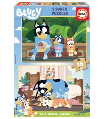 EDUCA Puzzle 2x16 peças em madeira, Bluey - 19406