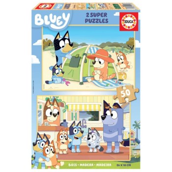 Educa Puzzle 2x50 peças em madeira - 19408 - Bluey 
