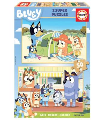 Educa Puzzle 2x50 peças em madeira - 19408 - Bluey 