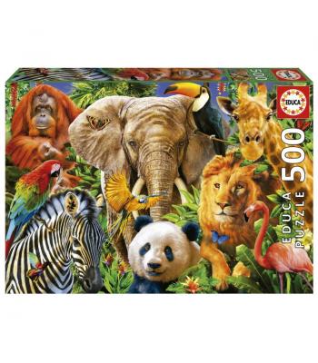 EDUCA Puzzle 500 peças, Colagem de Animais Selvagens - 19550