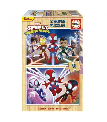 Educa Puzzle 2x16 peças, em madeira - Spidey - 19579 