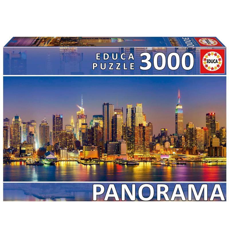 Puzzle 3000 peças, Skyline Nova Iorque Panorâmica - 19948 - EDUCA