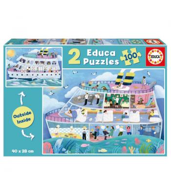 Educa Puzzle 2x100, Interior/Exterior Barco - 19958