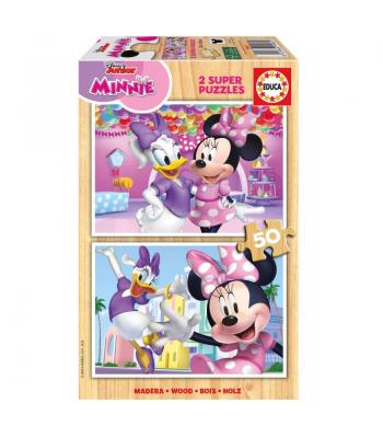 Educa Puzzle 2x50 peças em madeira, Minnie - 19962 