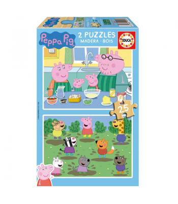 Educa Puzzle 2x25 peças em madeira - 19995 - Peppa 