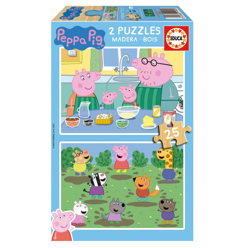 Educa Puzzle 2x25 peças em madeira - 19995 - Peppa 