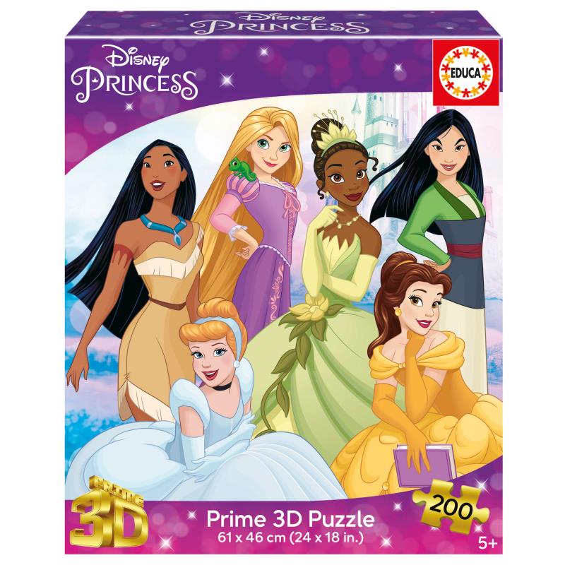 Puzzle 3D Lenticular 200 Peças, Princesas Disney - 20046 - EDUCA
