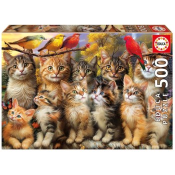 EDUCA Puzzle 500 peças, Gatinhos e Pássaros - 20241