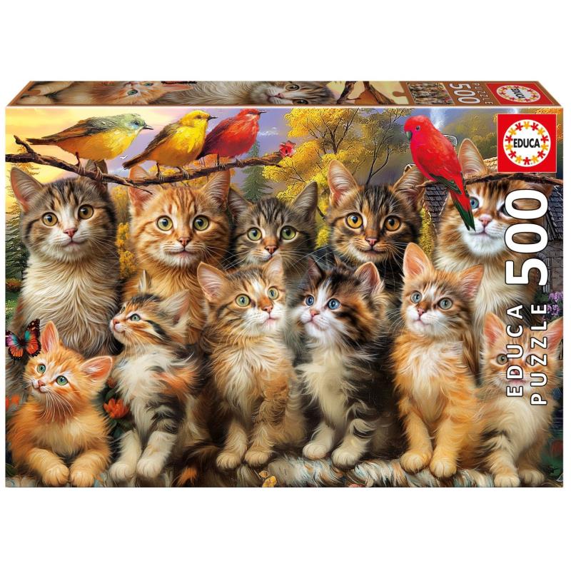 EDUCA Puzzle 500 peças, Gatinhos e Pássaros - 20241