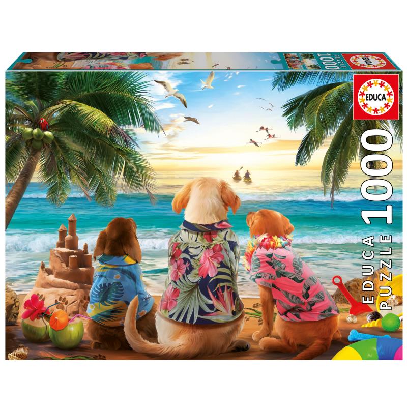 EDUCA Puzzle 1000 peças, Cães na Praia - 20291