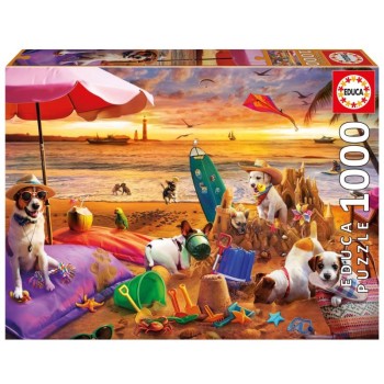 Educa Puzzle 1000 peças - 20312 - Cães a Brincar na Praia