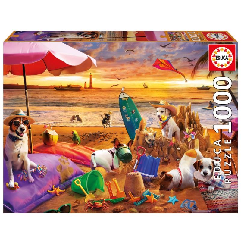 Educa Puzzle 1000 peças - 20312 - Cães a Brincar na Praia