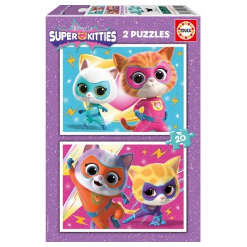 Puzzle 2x20 peças, Superkitties - 20340 - EDUCA