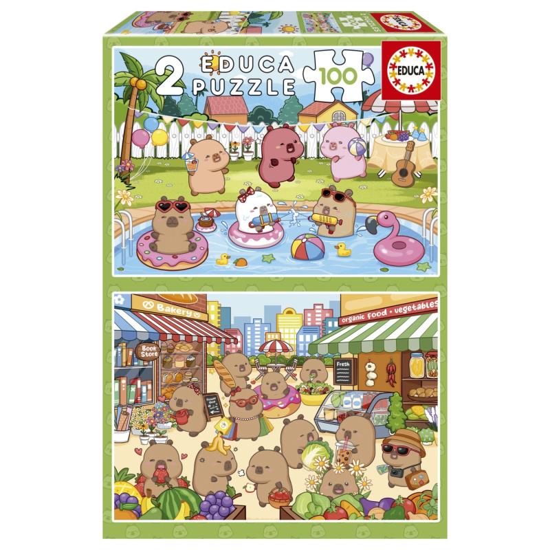 EDUCA Puzzle 2x100 peças, Capivaras - 20484