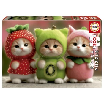 EDUCA Puzzle Junior 200 peças, Gatinhos Frutais - 20496