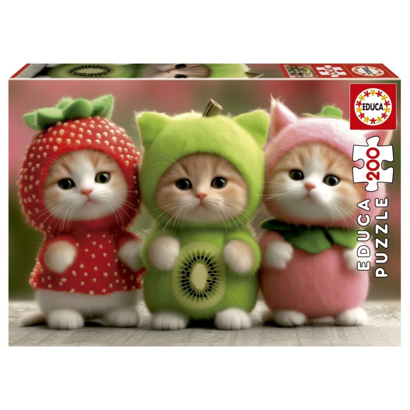 EDUCA Puzzle Junior 200 peças, Gatinhos Frutais - 20496