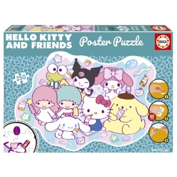 Educa Puzzle 250 peças, poster Hello Kitty & Friends - 20506