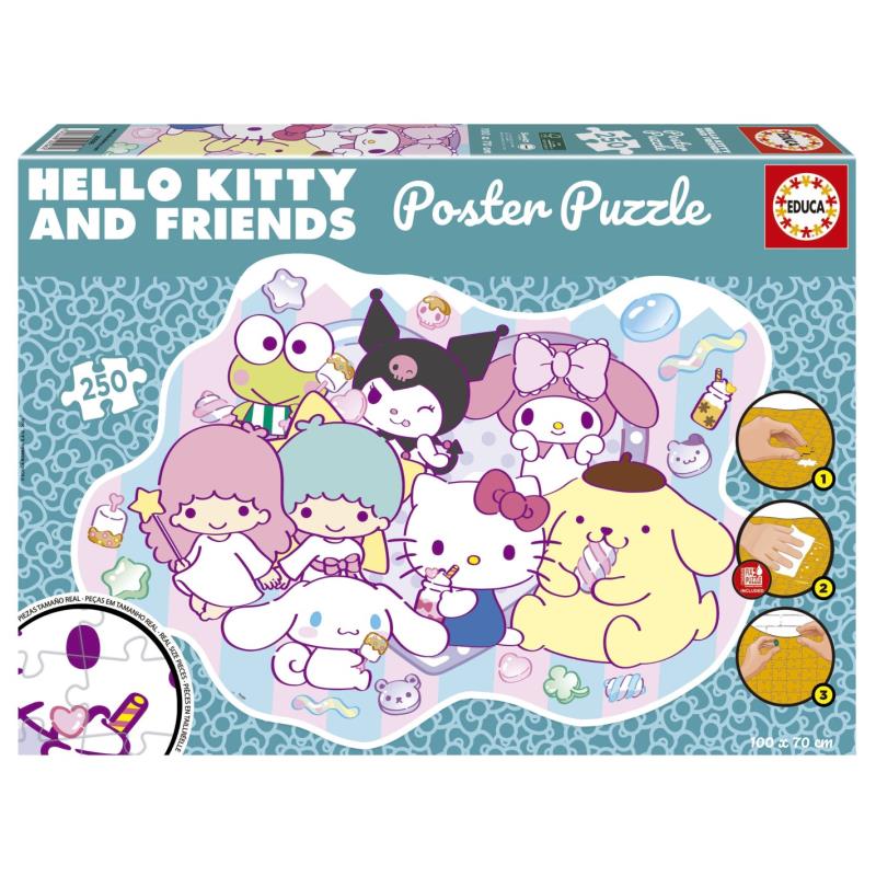 Educa Puzzle 250 peças, poster Hello Kitty & Friends - 20506