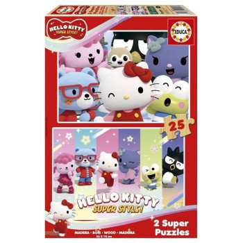 Educa puzzle madeira 2x25 peças, Hello Kitty - 20507