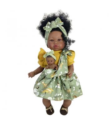 Boneca Africana de 45cm, com bebé - 2330 - Onil
