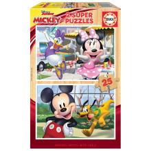 Educa Puzzle 2x25 peças em madeira - 18876 - Minnie e Mickey