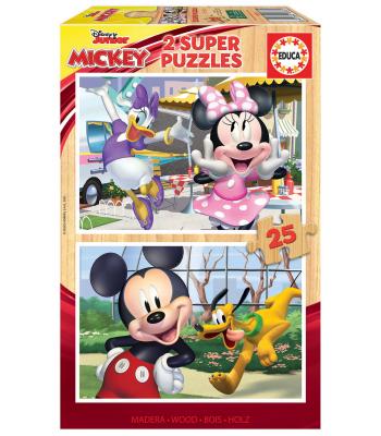 Educa Puzzle 2x25 peças em madeira - 18876 - Minnie e Mickey