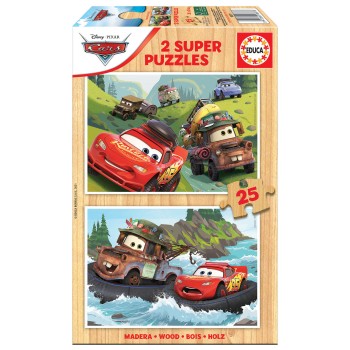 Educa Puzzle 2x25 peças em madeira - 18877 - Cars 