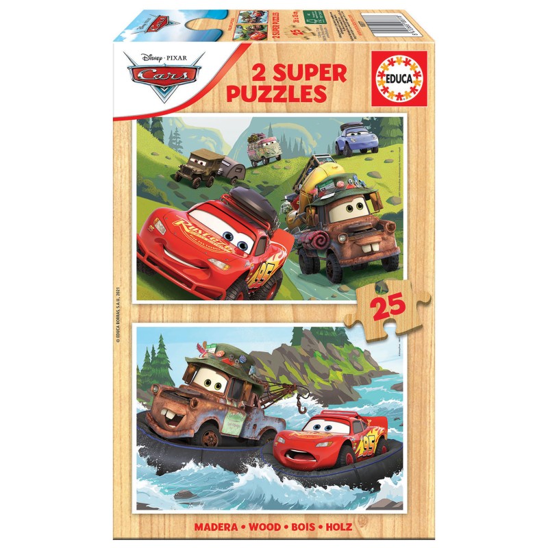 Educa Puzzle 2x25 peças em madeira - 18877 - Cars 
