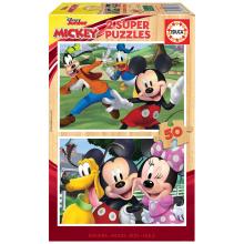 Educa Puzzle 2x50 peças em madeira - 18880 - Mickey & Friends