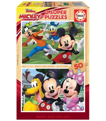 Educa Puzzle 2x50 peças em madeira - 18880 - Mickey & Friends