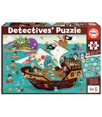 EDUCA Puzzle Detetive de 50 peças, barco de piratas detetive - 18896 