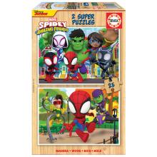 EDUCA Puzzle 2x25 peças em madeira, Spidey & His Amazing Friends - 19289