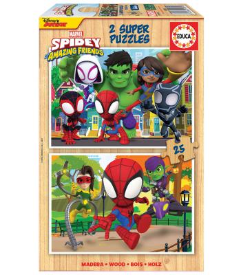 EDUCA Puzzle 2x25 peças em madeira, Spidey & His Amazing Friends - 19289 