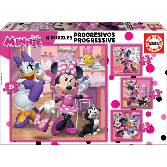EDUCA Puzzle Progressivo Minnie (12+16+20+25 peças) - 17630 