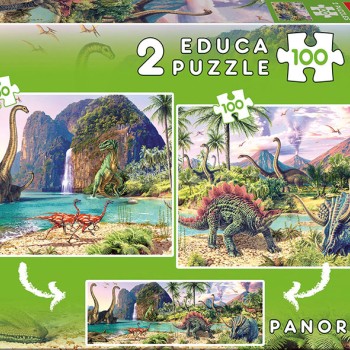 EDUCA Puzzle 2x100 Dino World - 15620