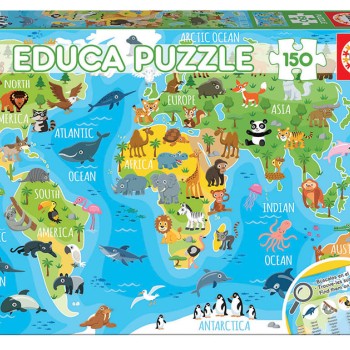 Educa Puzzle 150 Mapa mundo animal - 18115