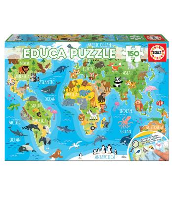 Educa Puzzle 150 Mapa mundo animal - 18115