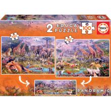 EDUCA Puzzle 2x100 peças: Animais Selvagens - 18606