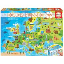 EDUCA Puzzle de 150 peças: Mapa da Europa Animais - 18607