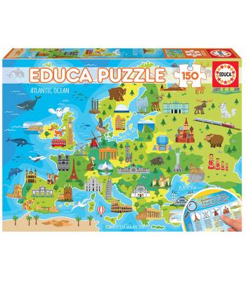 EDUCA Puzzle de 150 peças: Mapa da Europa Animais - 18607 