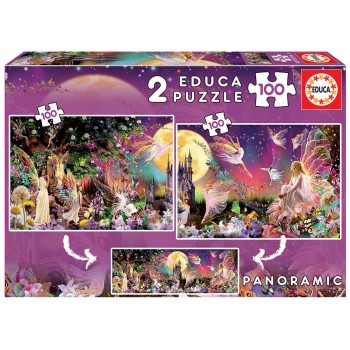 Educa Puzzle Tríptico De Fadas  2×100  peças - 19291 